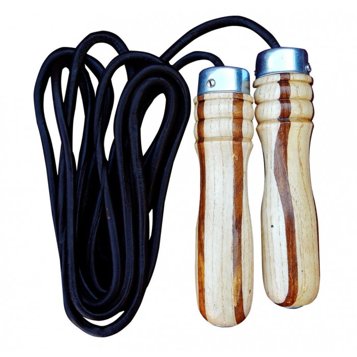 ARD CHAMP Basic Leather Skipping Rope Weight Wood Handle Exercise Fitness